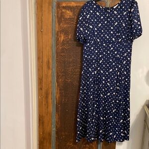 Navy Blue Dress with White Polka Dots